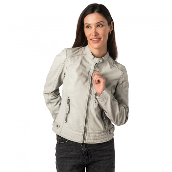 Geaca de Piele Dama Mauritius Gri Argintiu MWFilla