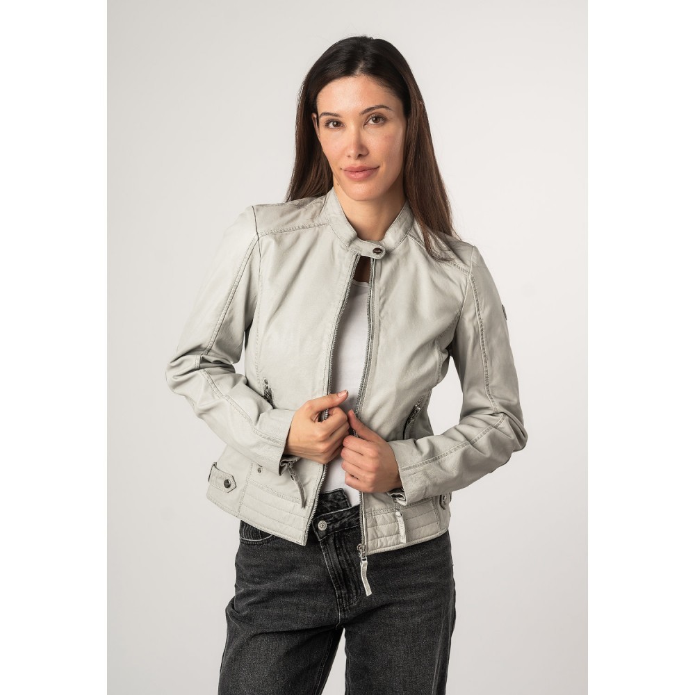 Geaca de Piele Dama Mauritius Gri Argintiu MWFilla - readytowear