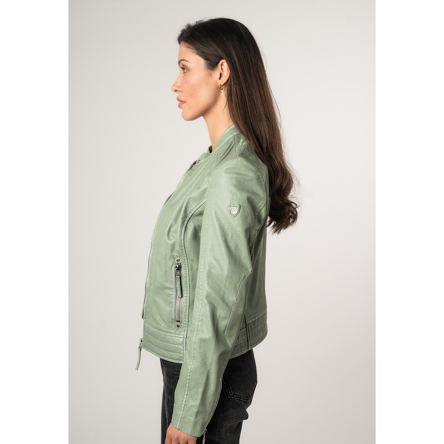 Geaca Piele Mauritius Mwfilla - Culoare Verde Menta geaca piele naturala dama mauritius mwfilla verde menta