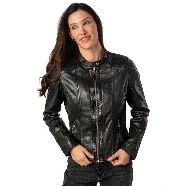 Geaca de Piele Dama Mauritius Neagra MWFjola