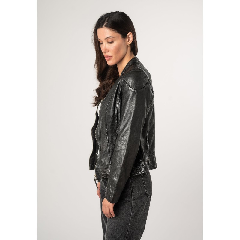 Geaca de Piele Dama Mauritius Neagra MWFjola – Geci de Piele