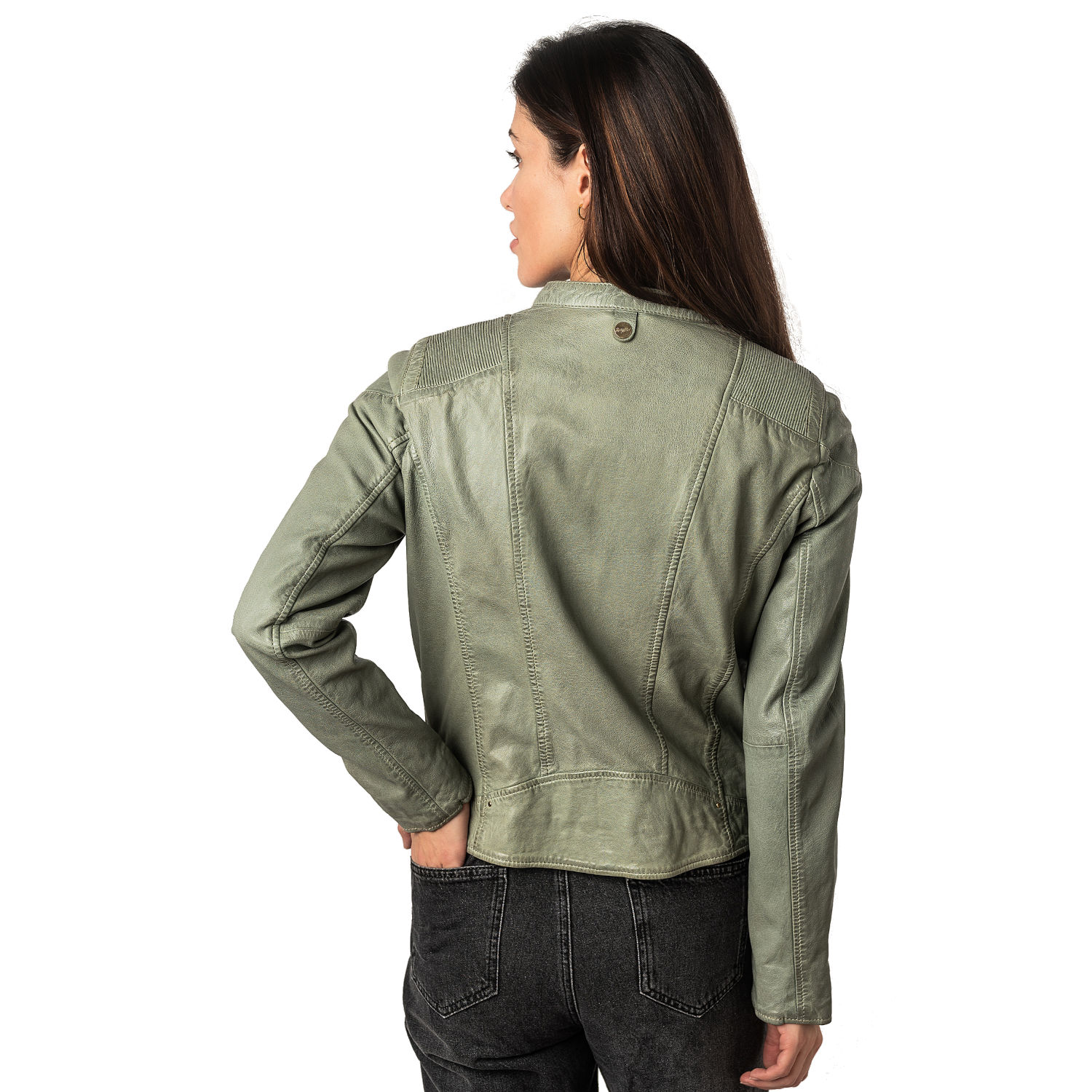 geaca piele naturala dama mauritius mwfjola verde menta