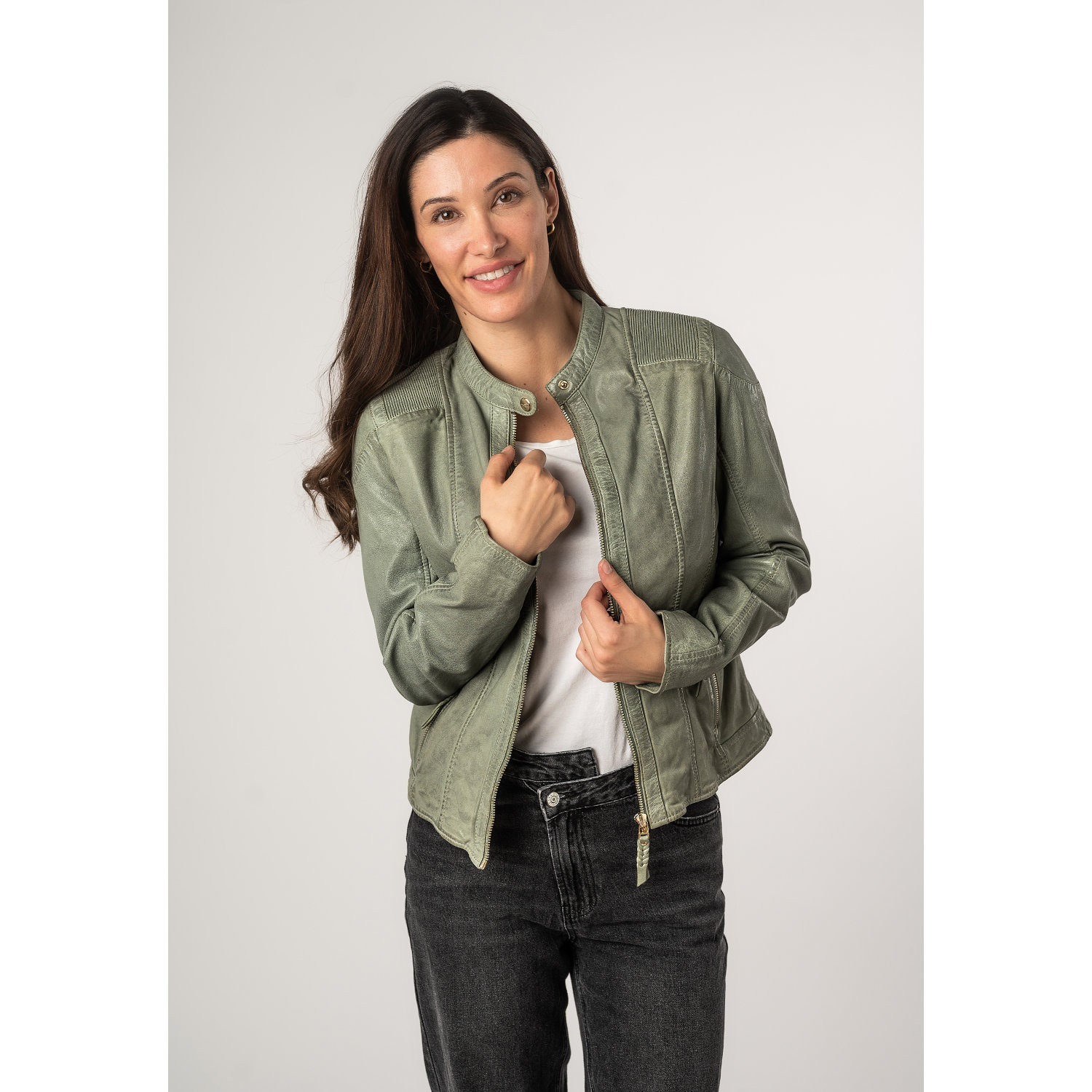 geaca piele naturala dama mauritius mwfjola verde menta