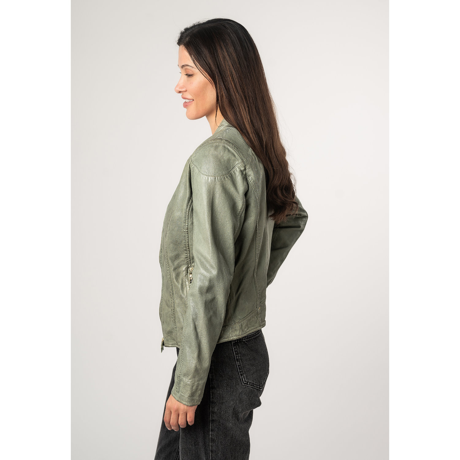 geaca piele naturala dama mauritius mwfjola verde menta