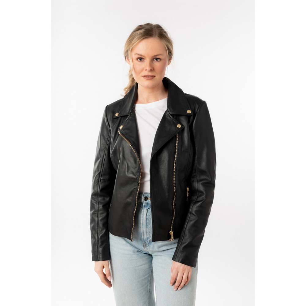 Geaca de Piele Dama Mauritius Neagra MWFylli - readytowear