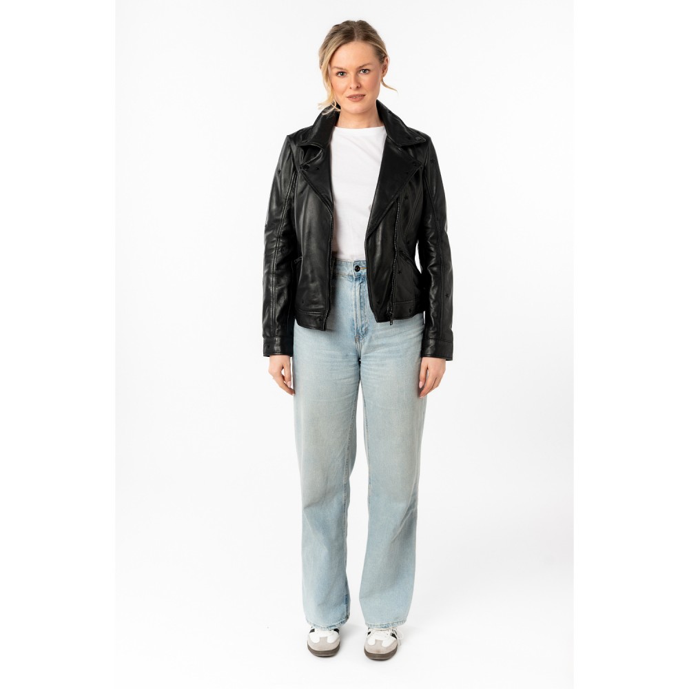 Geaca de Piele Dama Mauritius Neagra MWHoshie - readytowear