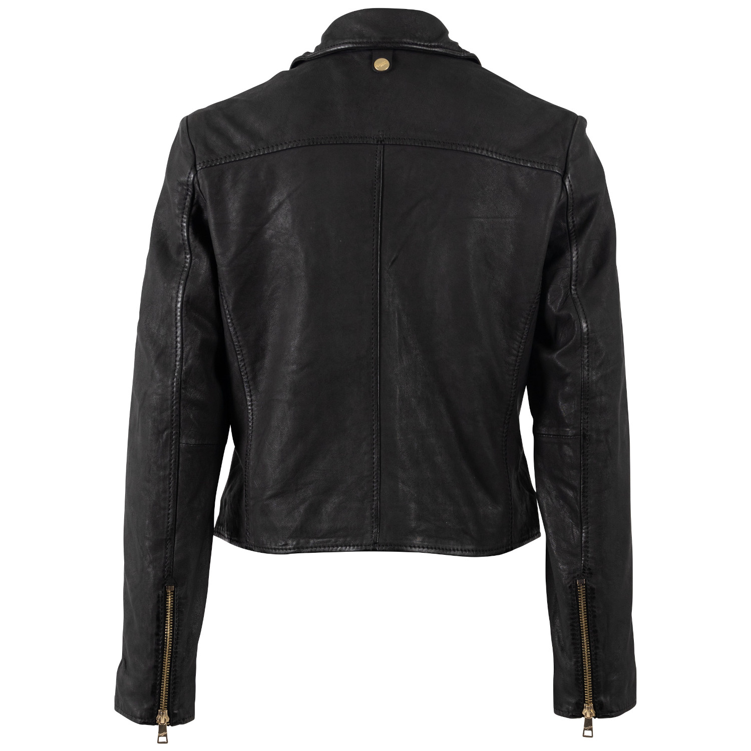 geaca piele dama mauritius mwinessa neagra fermoar asimetric accesorii aurii guler biker