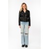 geaca piele dama mauritius mwinessa neagra fermoar asimetric accesorii aurii guler biker
