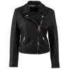 Geacă de piele damă Mauritius MWINESSA neagră cu fermoare aurii geaca piele dama mauritius mwinessa neagra fermoar asimetric accesorii aurii guler biker