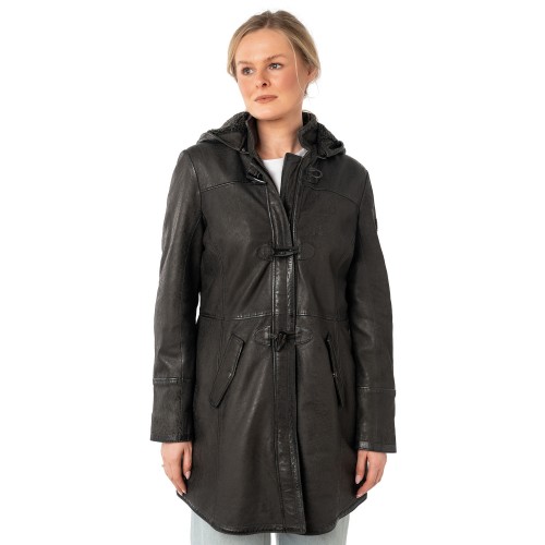 Geaca Lunga de Piele Dama Mauritius Antracit Inchis MWKace