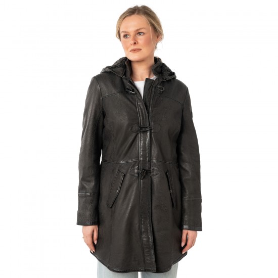 Geaca Lunga de Piele Dama Mauritius Antracit Inchis MWKace