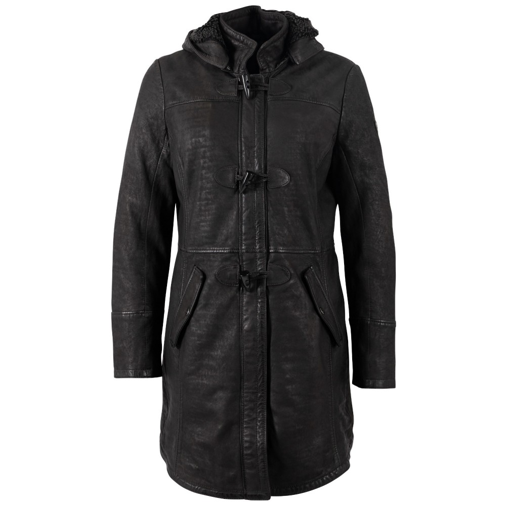 Geaca Lunga de Piele Dama Mauritius Antracit Inchis MWKace – Geci de Iarna