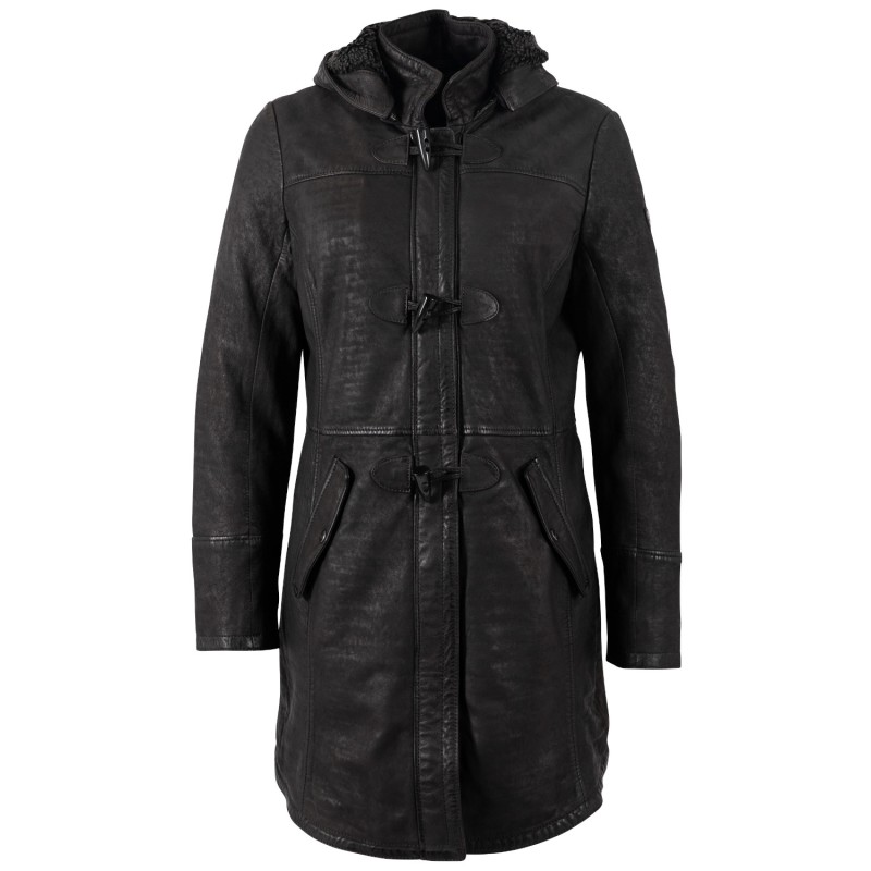 Geaca Lunga de Piele Dama Mauritius Antracit Inchis MWKace – Geci de Iarna