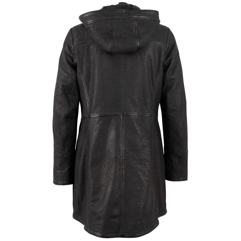 Geaca Lunga de Piele Dama Mauritius Antracit Inchis MWKace – Geci de Iarna