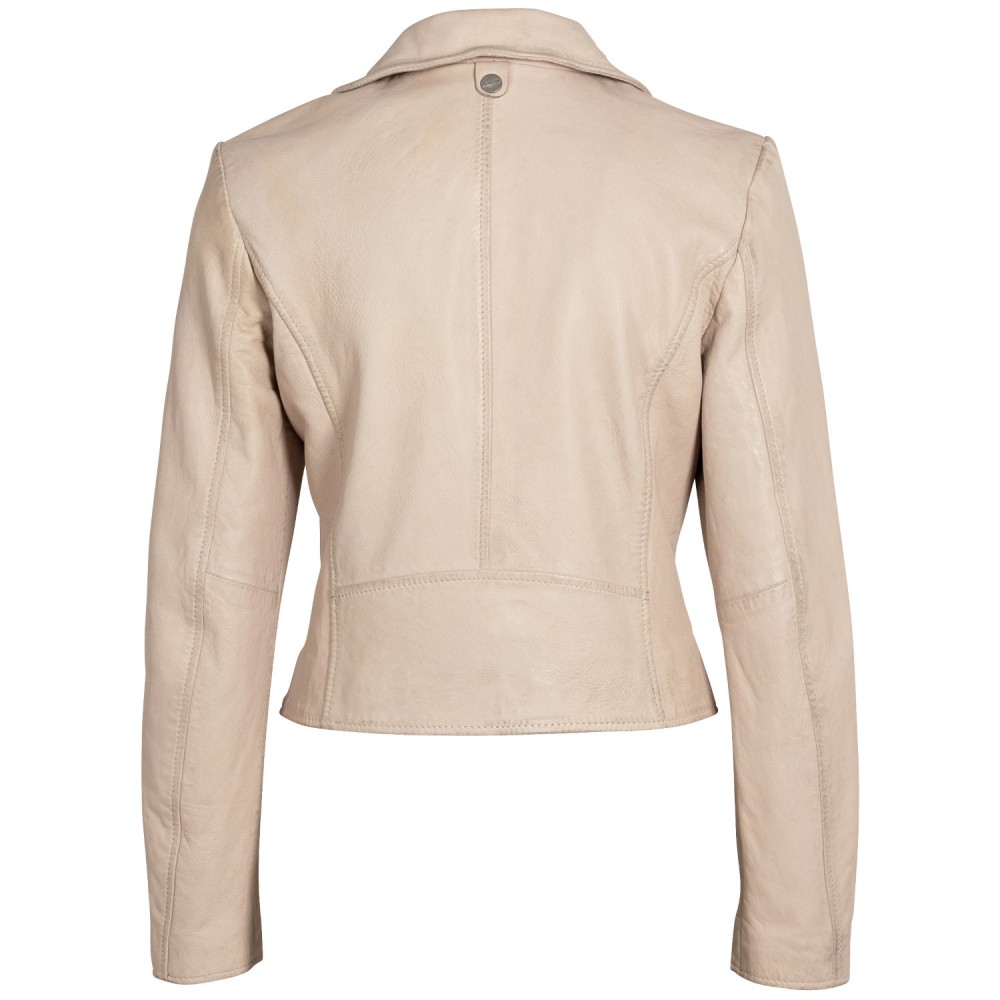 Geaca Scurta de Piele Dama Mauritius Alb Murdar MWKajah - readytowear