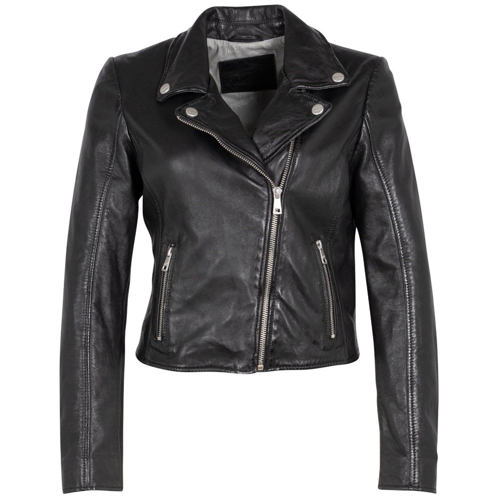 Geaca Scurta de Piele Dama Mauritius Neagra MWKajah - readytowear