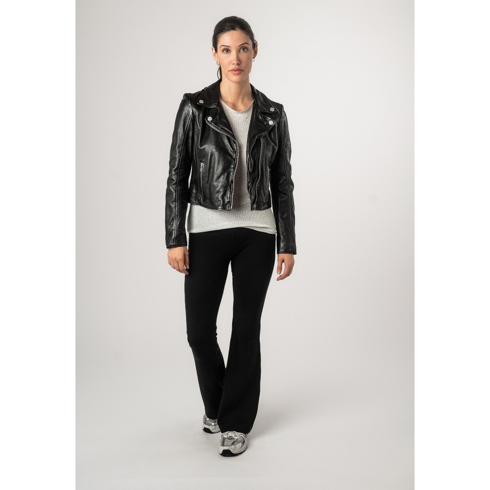 Geaca Scurta de Piele Dama Mauritius Neagra MWKajah - readytowear