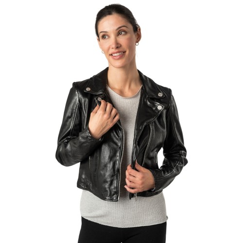 Geaca Scurta de Piele Dama Mauritius Neagra MWKajah