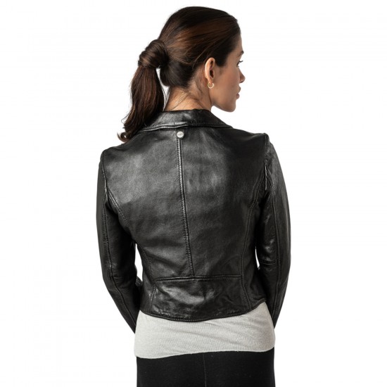 Geaca Scurta de Piele Dama Mauritius Neagra MWKajah