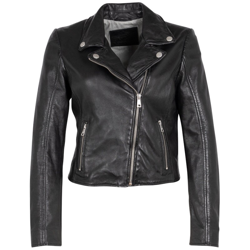 Geaca Scurta de Piele Dama Mauritius Neagra MWKajah – Geci de Piele