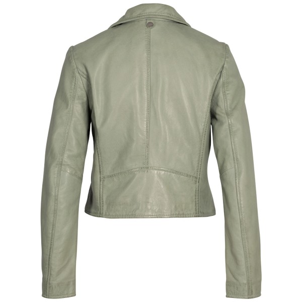 geaca piele dama mauritius verde menta mwkajah biker umeri simpli — fotografia 4