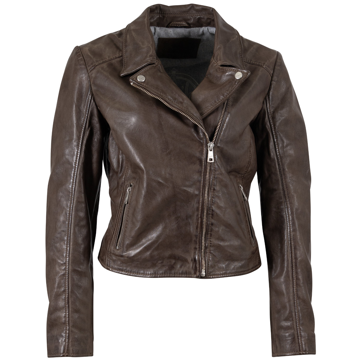 Geacă piele damă maro Mauritius MWKalea stil biker
