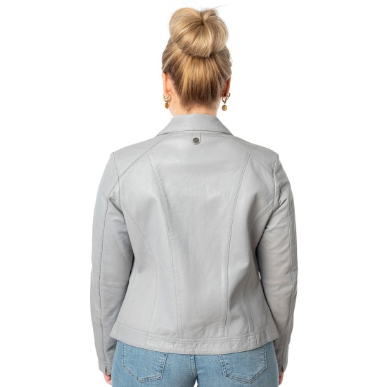 Geaca de Piele Dama Mauritius Albastru Deschis MWKaroh Geaca de Piele Dama Mauritius Albastru Deschis MWKaroh