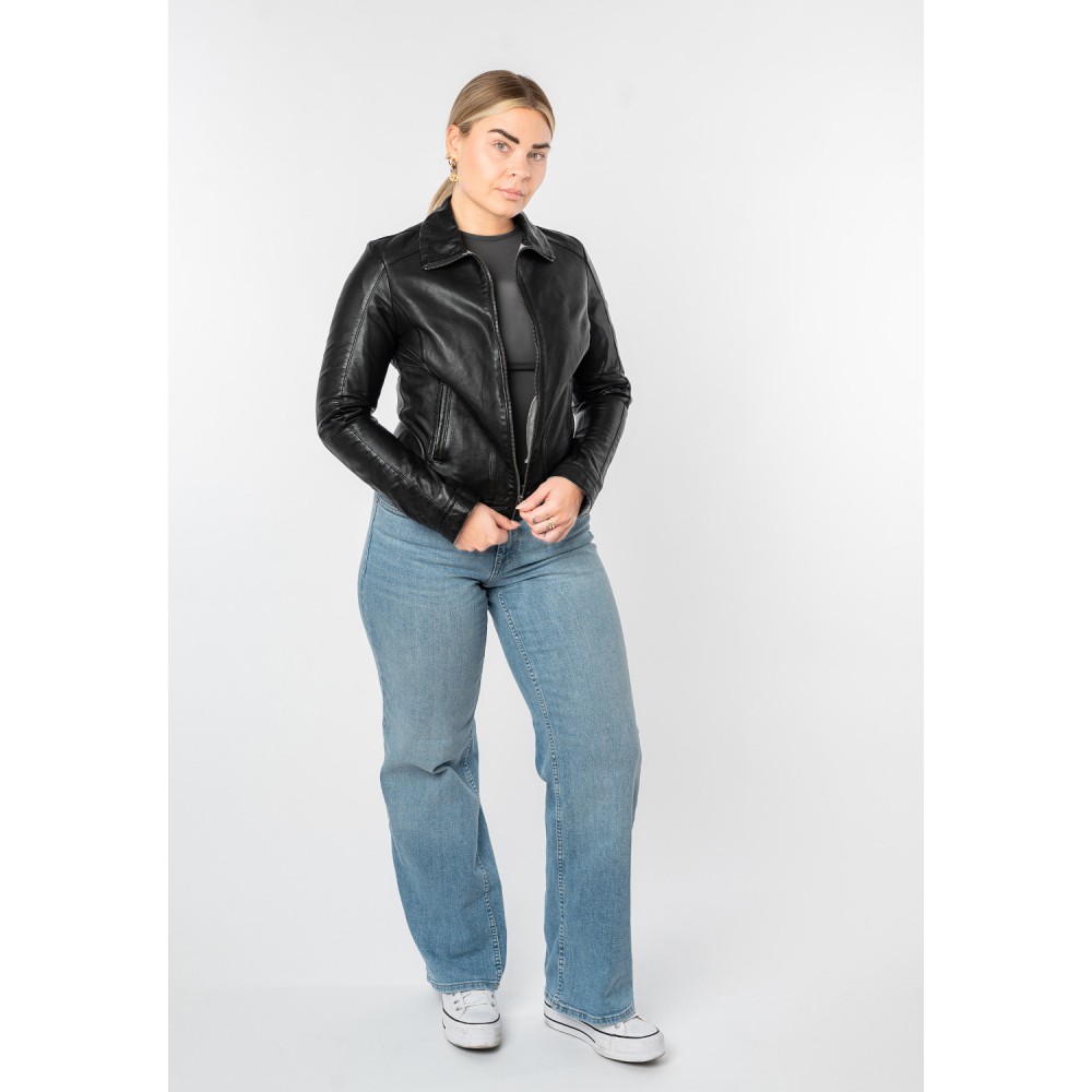 Geaca de Piele Dama Mauritius Neagra MWKaroh