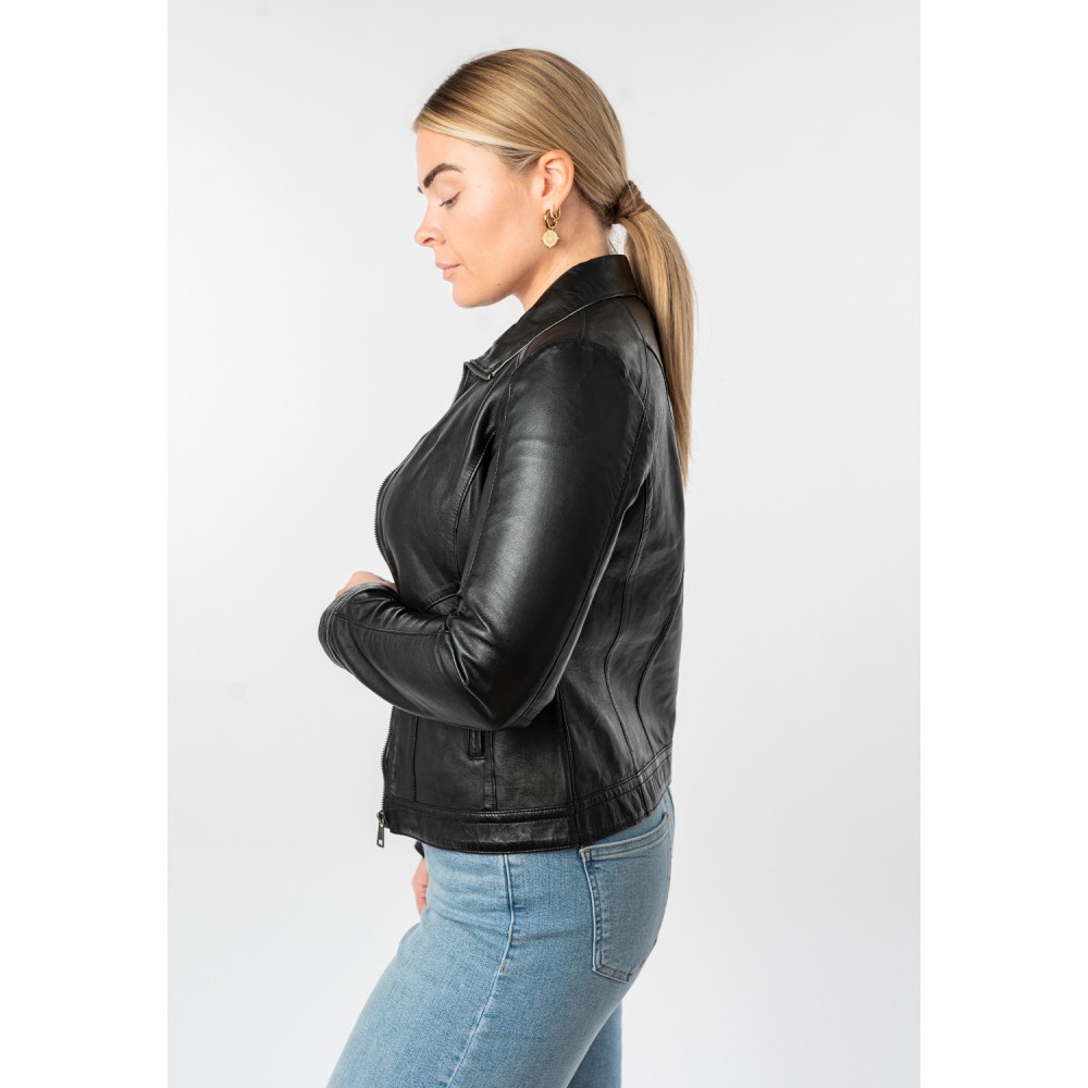 Geaca de Piele Dama Mauritius Neagra MWKaroh