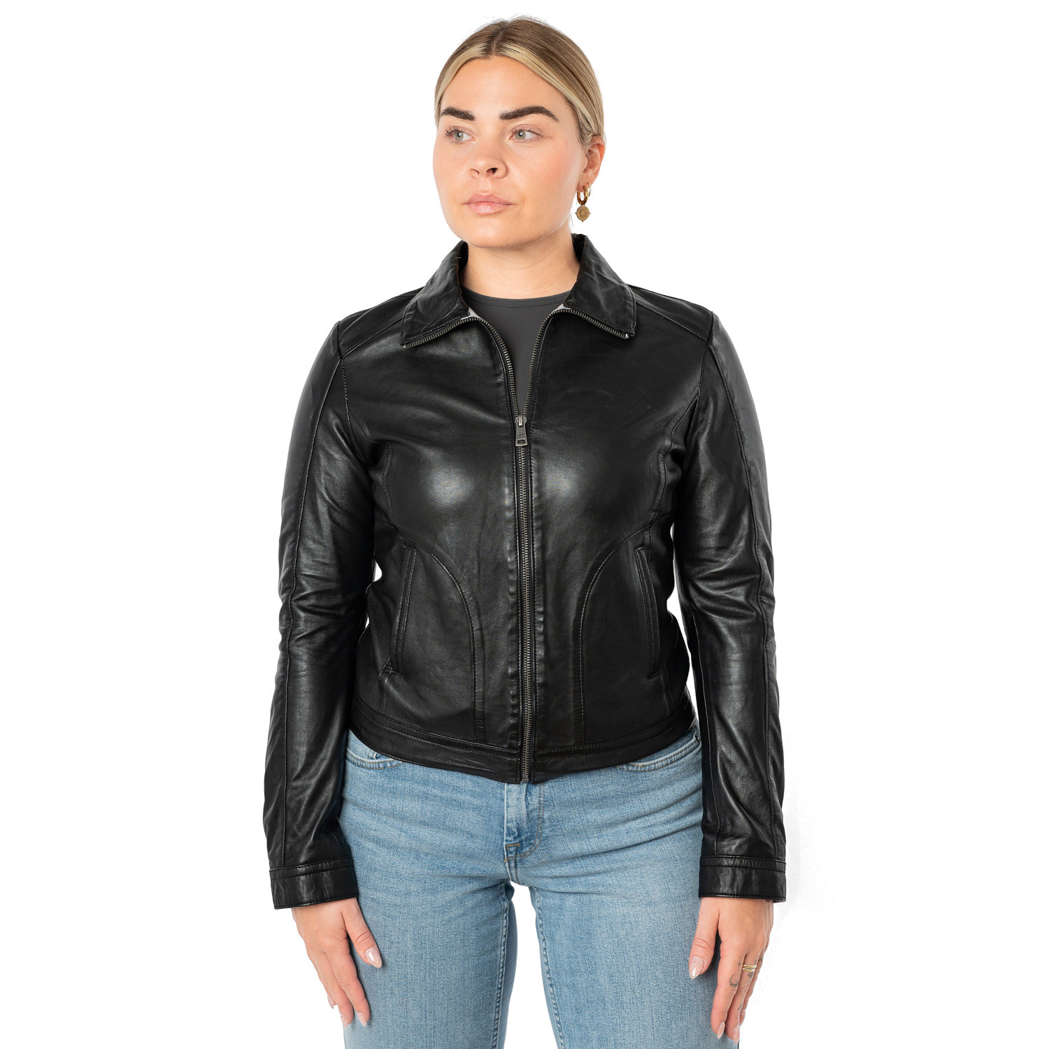 Geaca de Piele Dama Mauritius Neagra MWKaroh – Geci de Piele