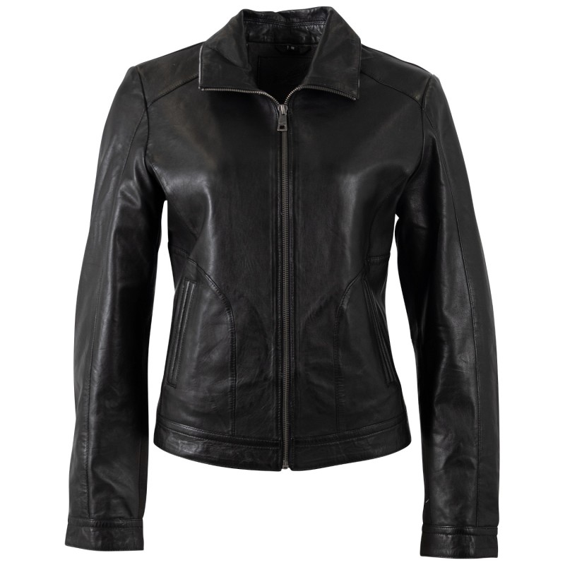 Geaca de Piele Dama Mauritius Neagra MWKaroh – Geci de Piele