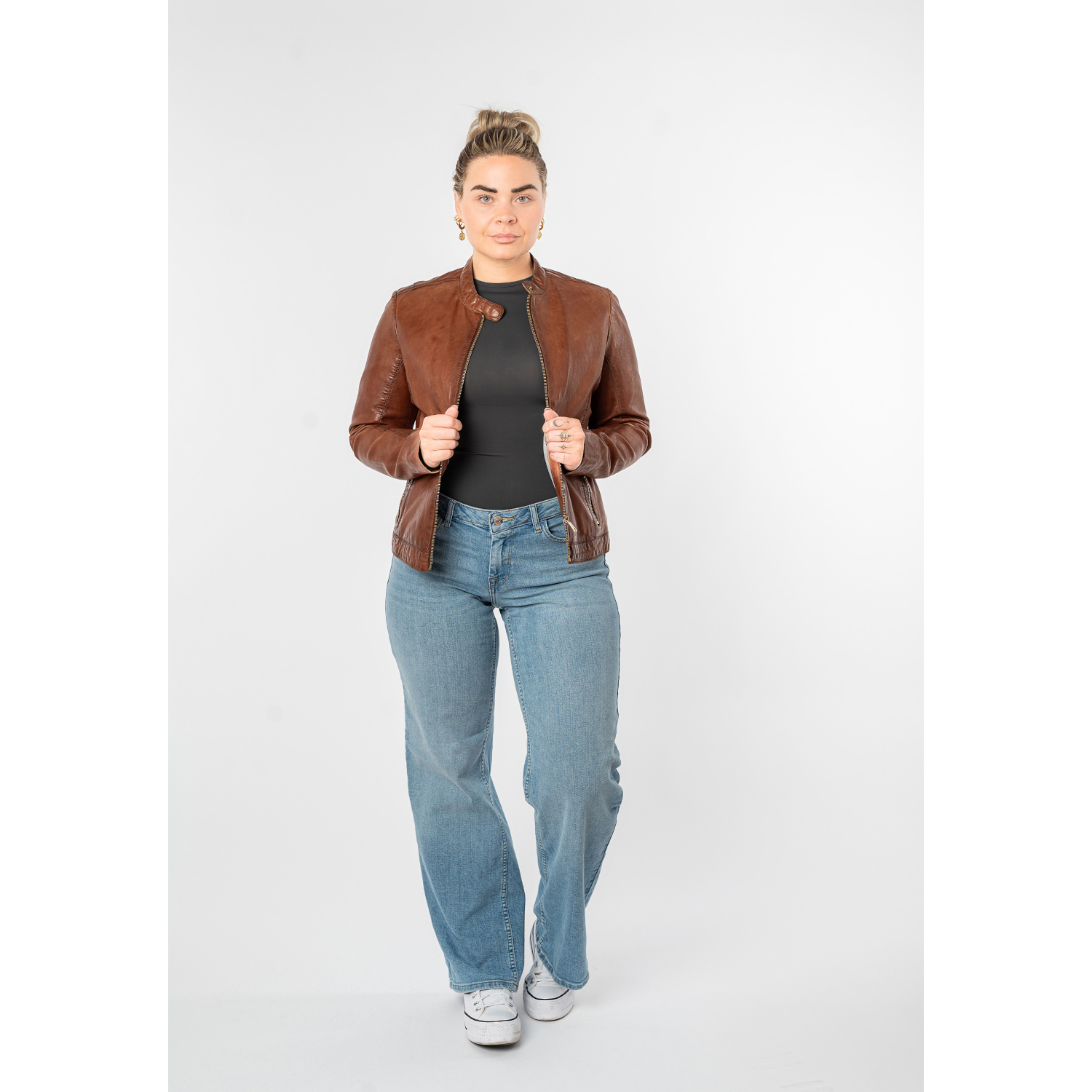 Geaca de Piele Dama Mauritius Coniac MWKawira: Regular Fit Stil Biker