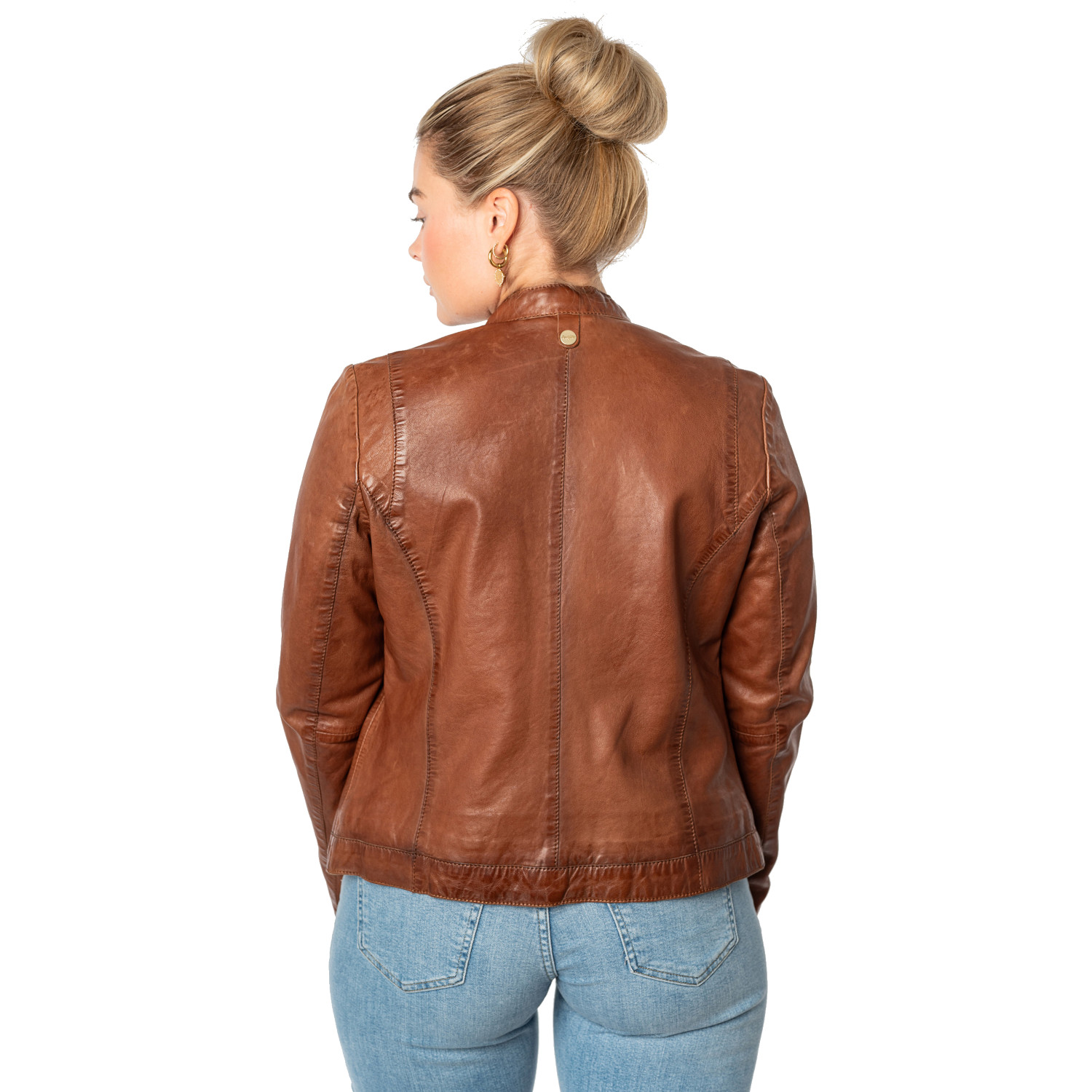 Geaca de Piele Dama Mauritius Coniac MWKawira: Regular Fit Stil Biker