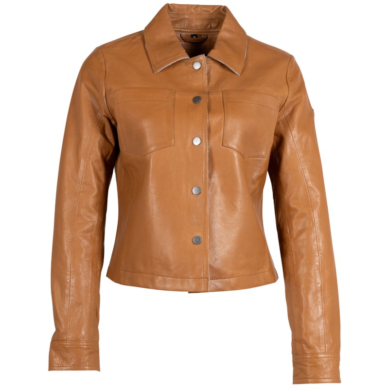 Geaca Scurta de Piele Dama Mauritius Camel MWLefei – Geci de Piele