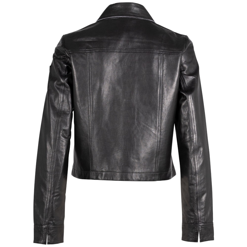 Geaca Scurta de Piele Dama Mauritius Neagra MWLefei - readytowear