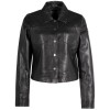 geaca scurta piele dama mauritius mwlefei neagra stil camasa cu capse