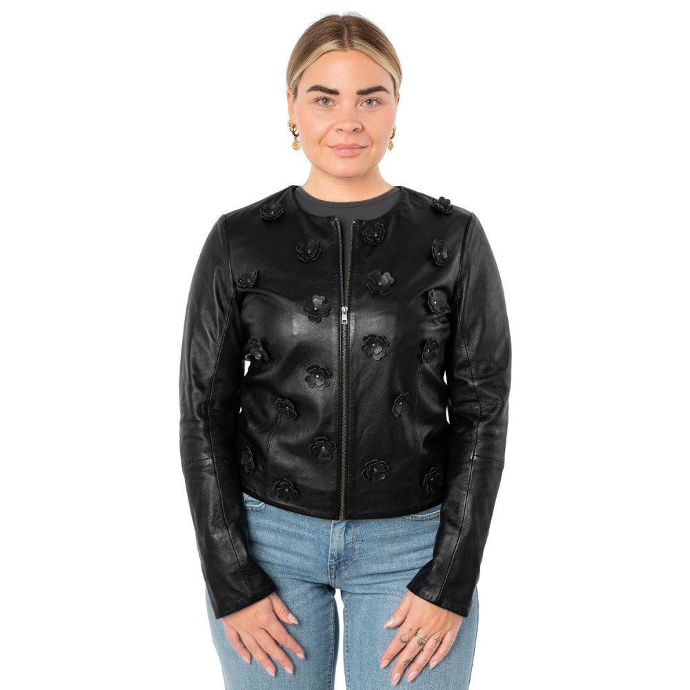 Geaca de Piele Dama Mauritius Neagra MWLefeu