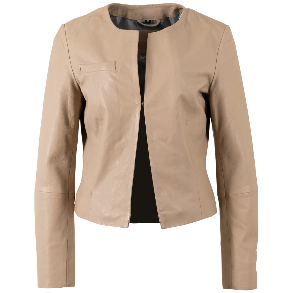 Geaca de Piele Dama Mauritius Bej Deschis MWLelia - readytowear