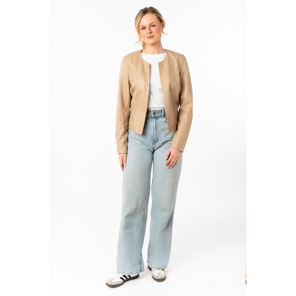 Geaca de Piele Dama Mauritius Bej Deschis MWLelia - readytowear