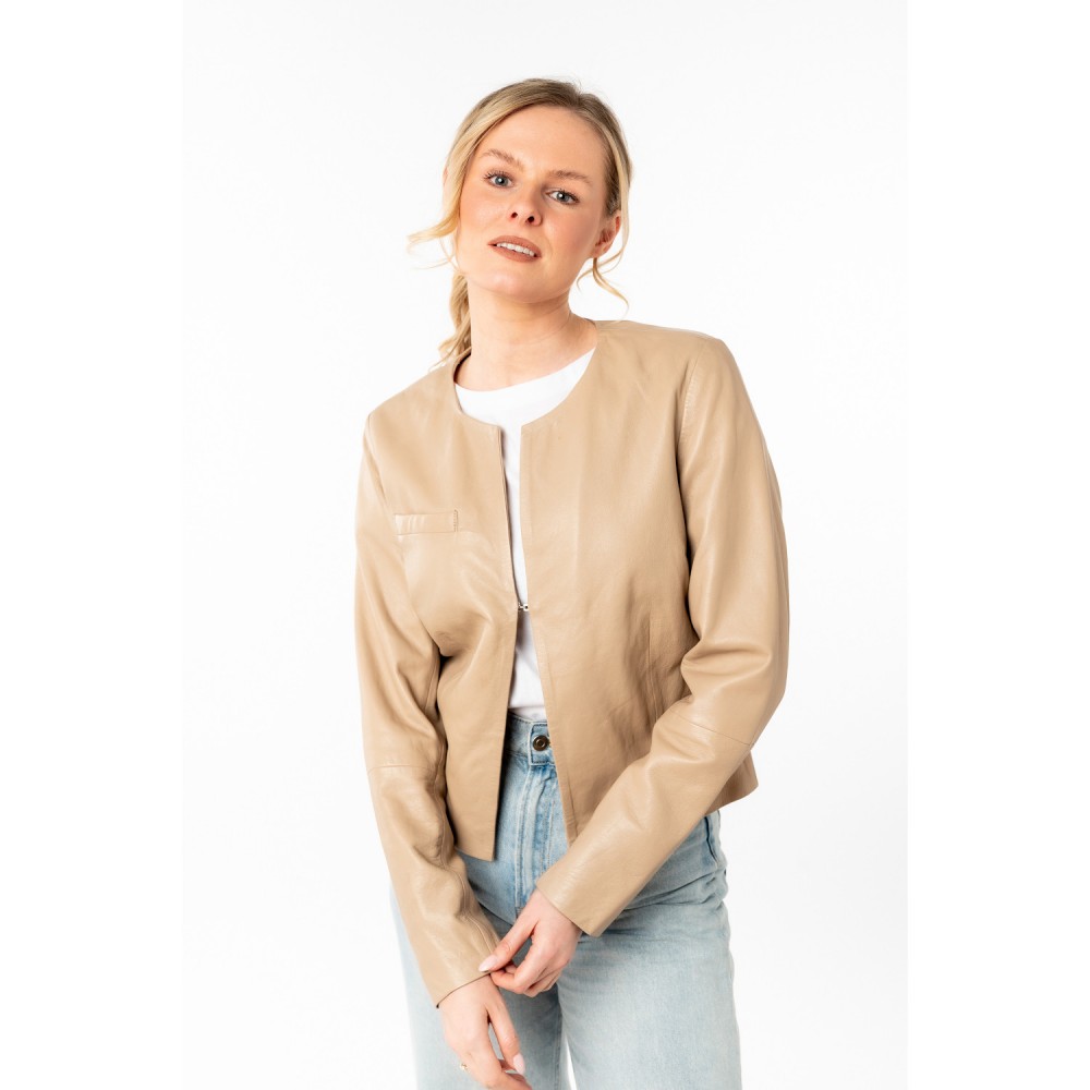 Geaca de Piele Dama Mauritius Bej Deschis MWLelia - readytowear