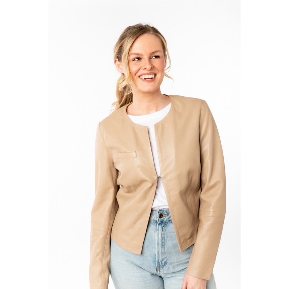 Geaca de Piele Dama Mauritius Bej Deschis MWLelia - readytowear