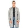 Mauritius MWLeoniz - Geacă Lungă de Piele Damă Gri Argintiu - Stil Trench Elegantă Geacă lungă de piele damă Mauritius MWLeoniz gri argintiu stil trench elegantă