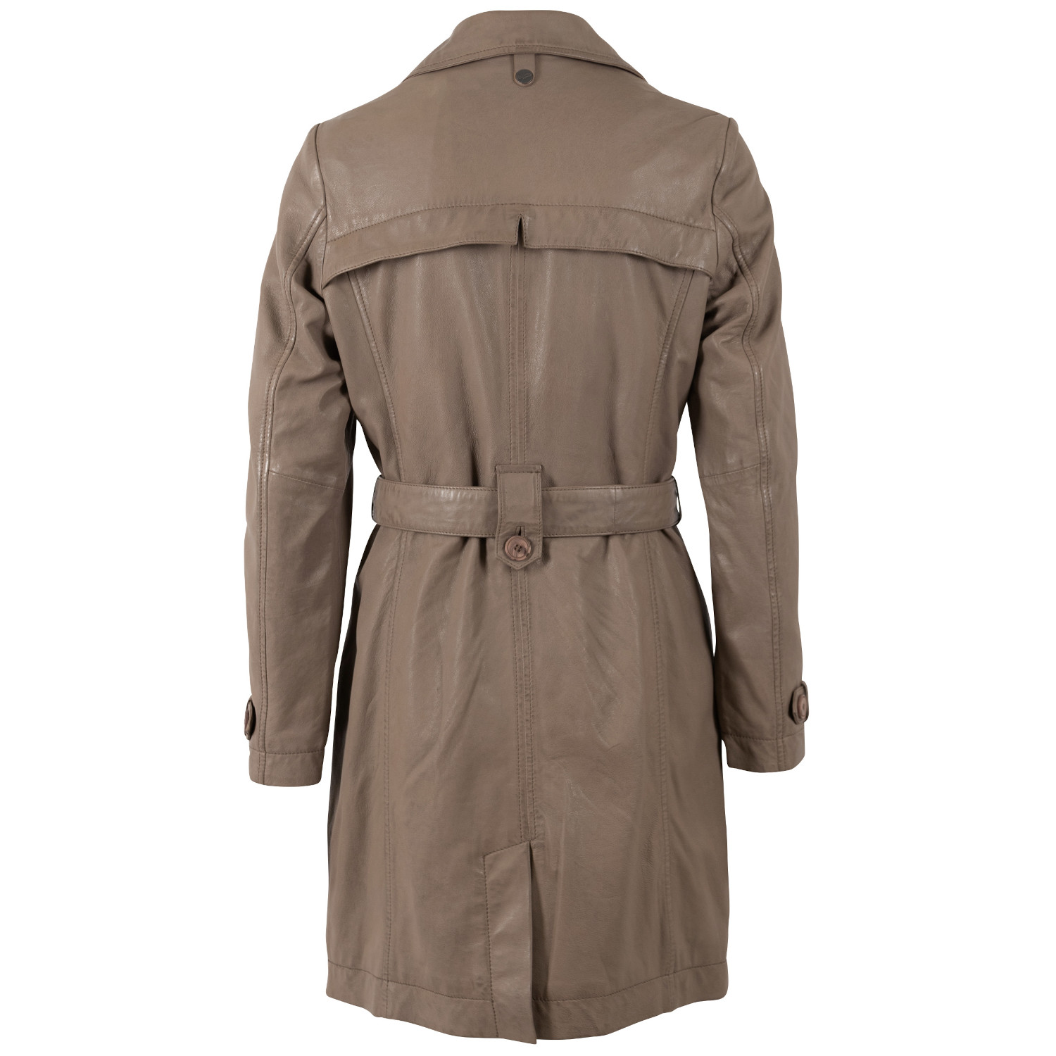 Geacă lungă de piele damă Mauritius MWLeoniz maro stil trench elegantă