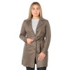 Mauritius MWLeoniz - Geacă Lungă de Piele Damă Maro - Stil Trench, Elegantă Geacă lungă de piele damă Mauritius MWLeoniz maro stil trench elegantă