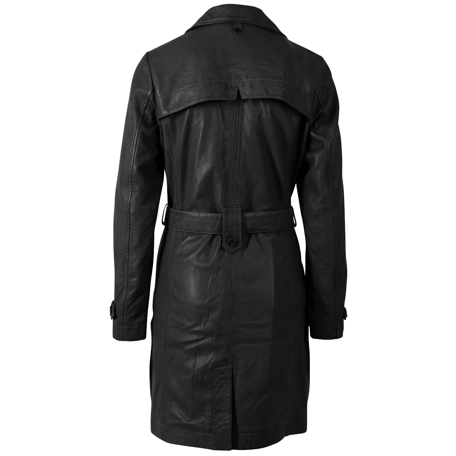 Geacă lungă de piele damă Mauritius MWLeoniz neagră stil trench elegantă