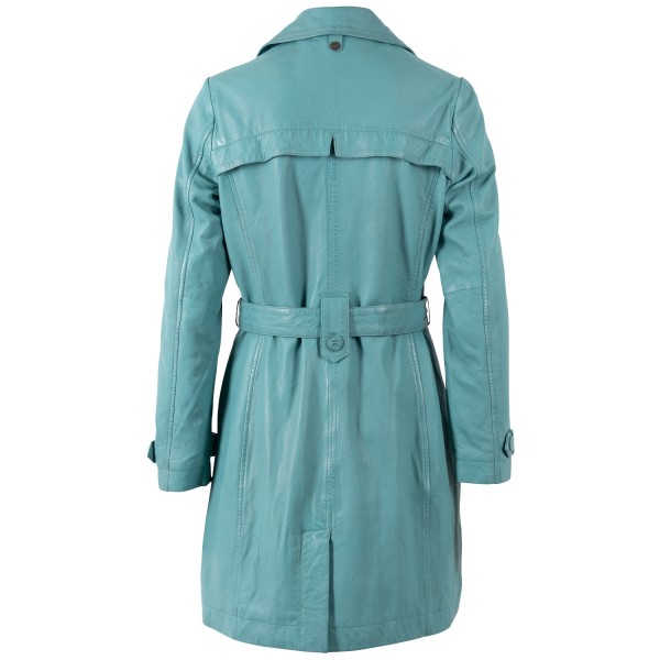 Geaca Lunga de Piele Dama Mauritius Turcoaz Deschis MWLeoniz