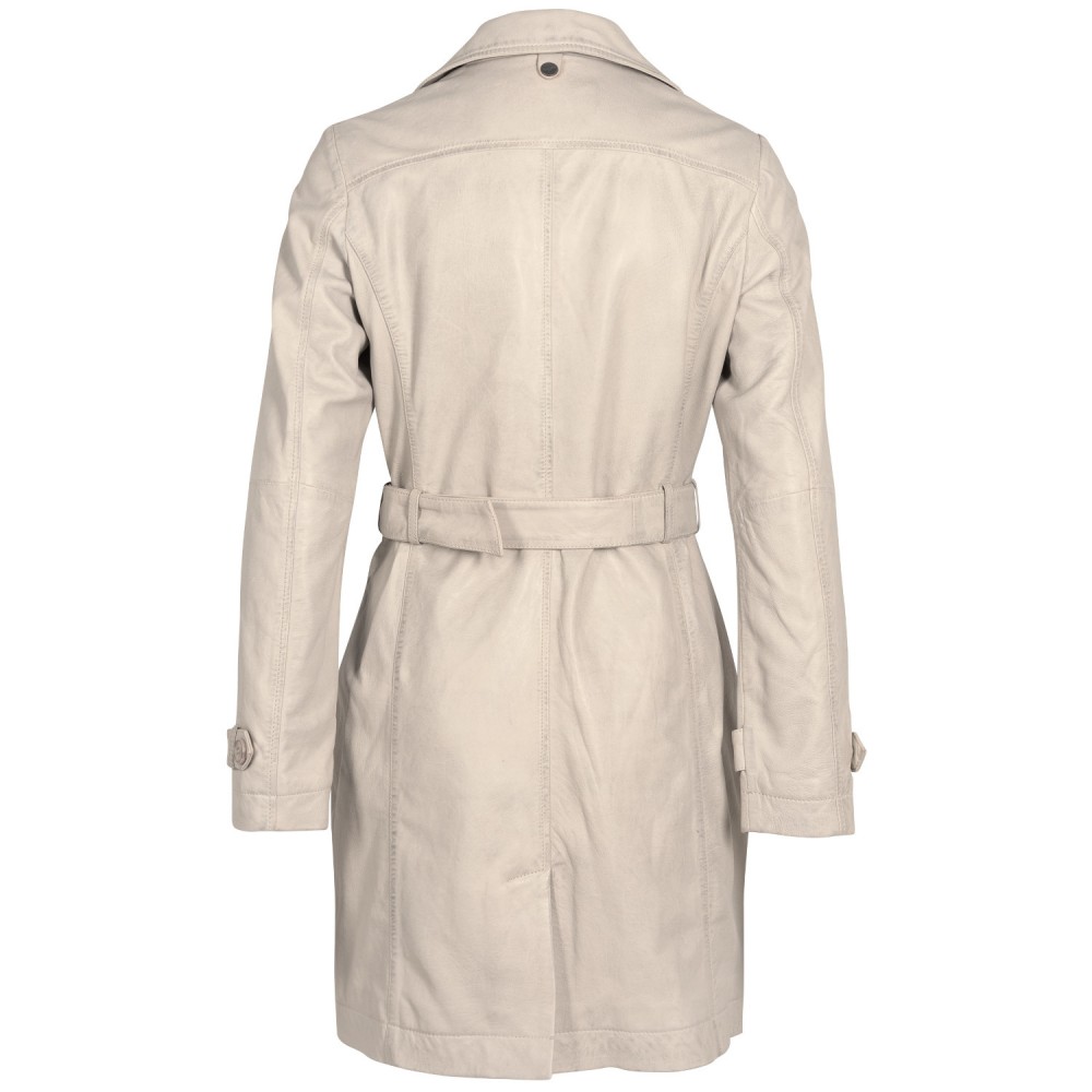 Geaca Lunga de Piele Dama Mauritius Alb Ivoriu MWLeonne - readytowear