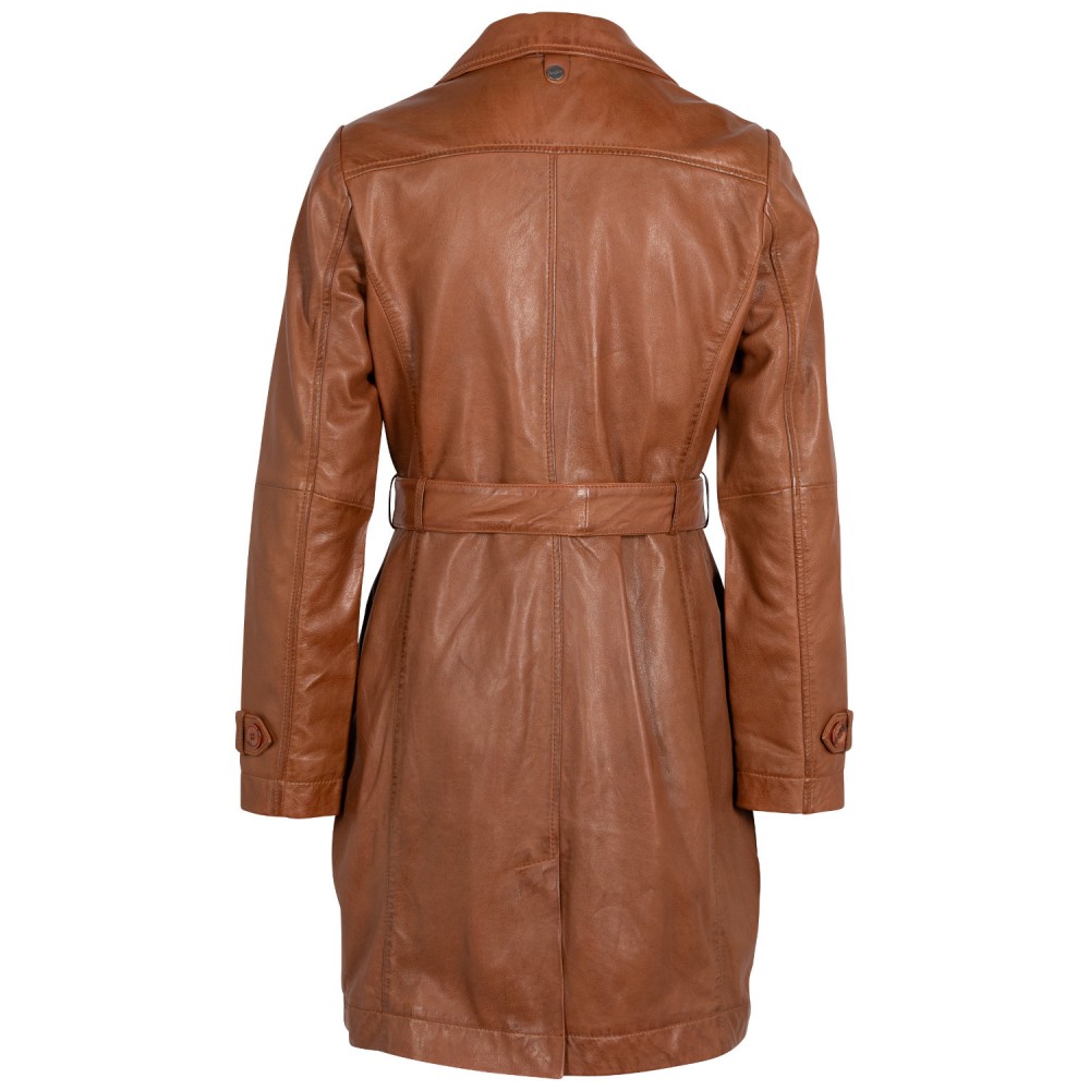 Geaca Lunga de Piele Dama Mauritius Coniac MWLeonne - readytowear