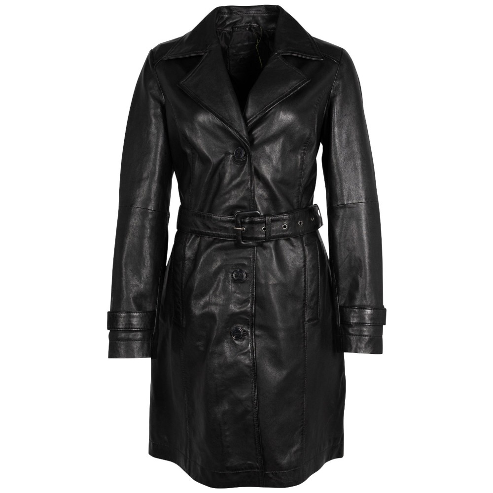 Geaca Lunga de Piele Dama Mauritius Neagra MWLeonne - readytowear