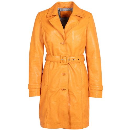 Geaca Lunga de Piele Dama Mauritius Portocalie MWLeonne